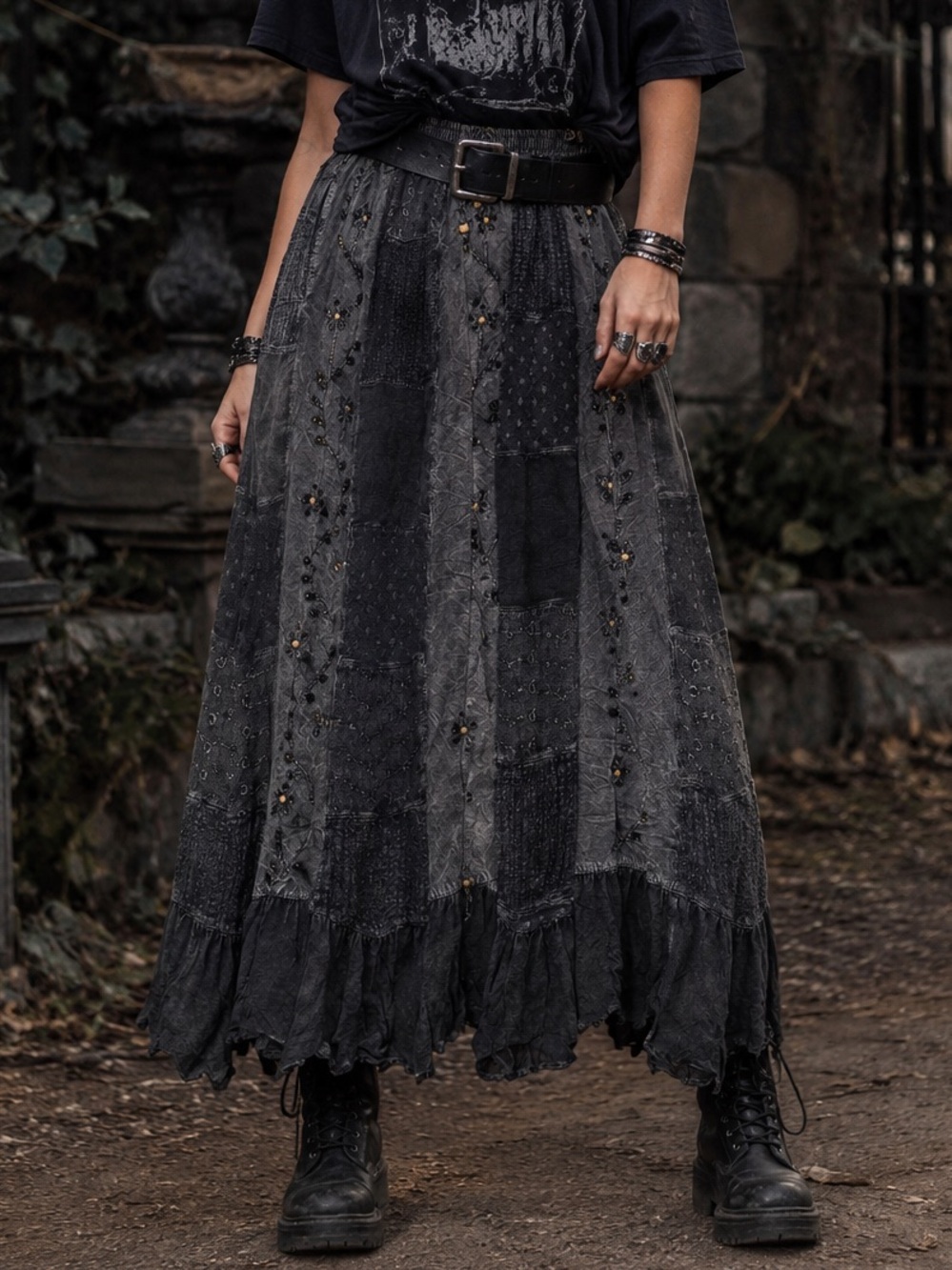 🖤 NWT | Young Threads| Charcoal Maxi Skirt | Viscose | POCKETS | size M